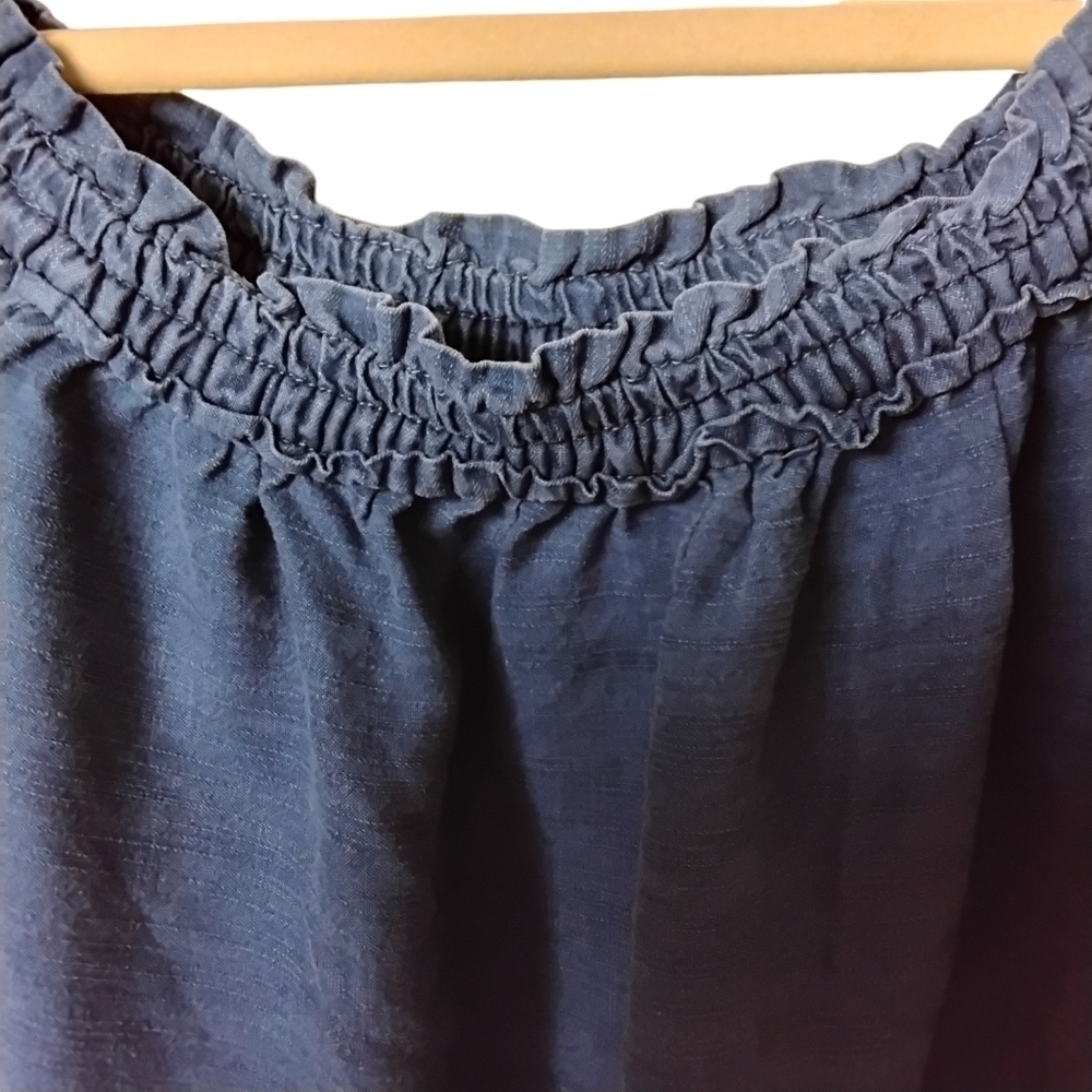 American Eagle Outfitters Women's Navy Off Shoulder Eyelet Elastic Top Size M - Picture 3 of 8
